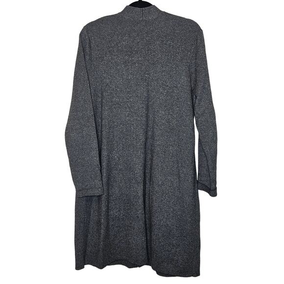 J Jill black Grey Long Cardigan 2 button Duster knit sweater sz M - Picture 2 of 5